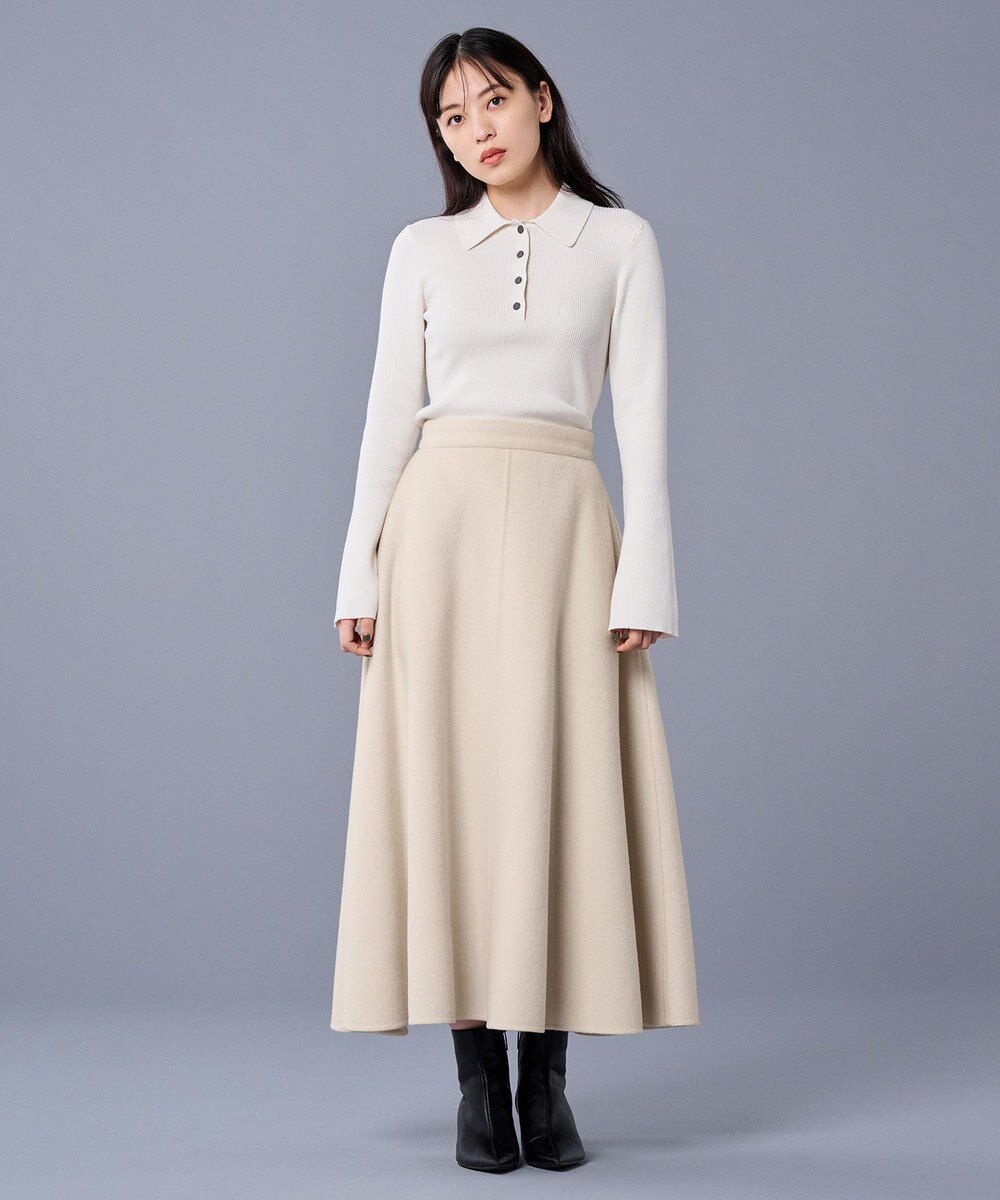 uncrave 【洗濯機洗い可】リブ フレアスリーブポロニット（uncrave STANDARD） 