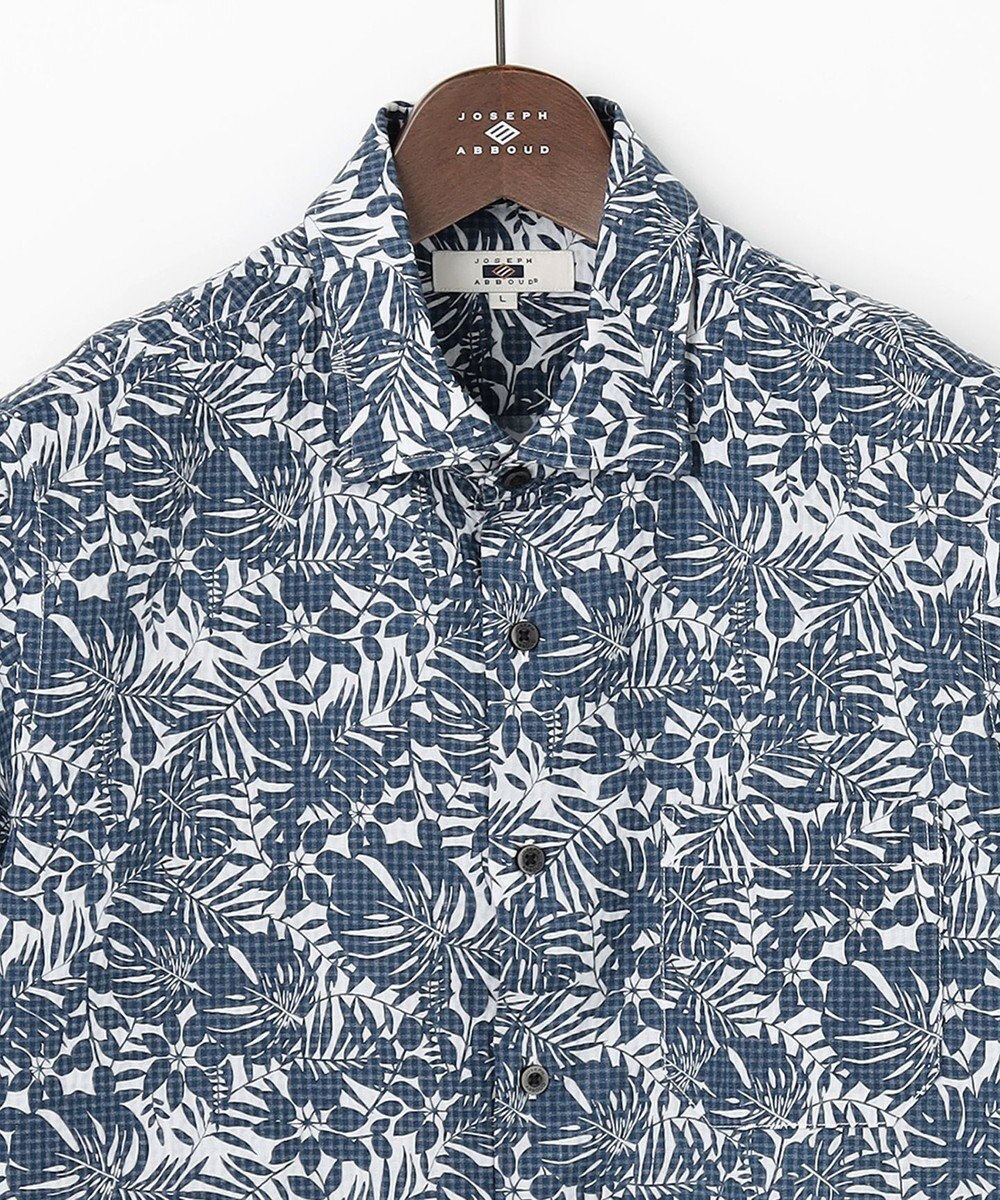JOSEPH ABBOUD 【キングサイズ・清涼・JAPANファブリック】ビッグリーフサッカープリント 半袖シャツ 