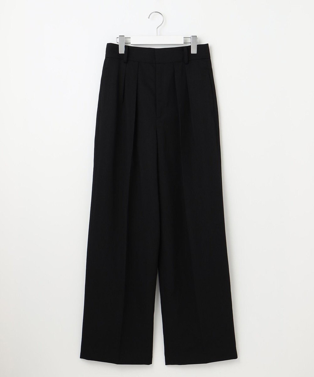 23区 【エステータ】ウールリネン タックワイドパンツ 