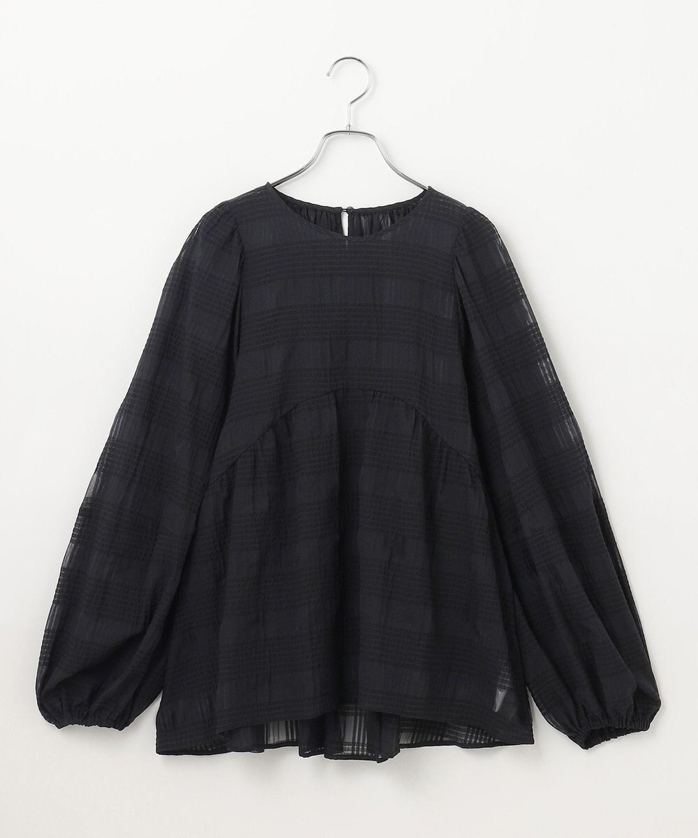 #Newans シアーチェックボリュームブラウス 