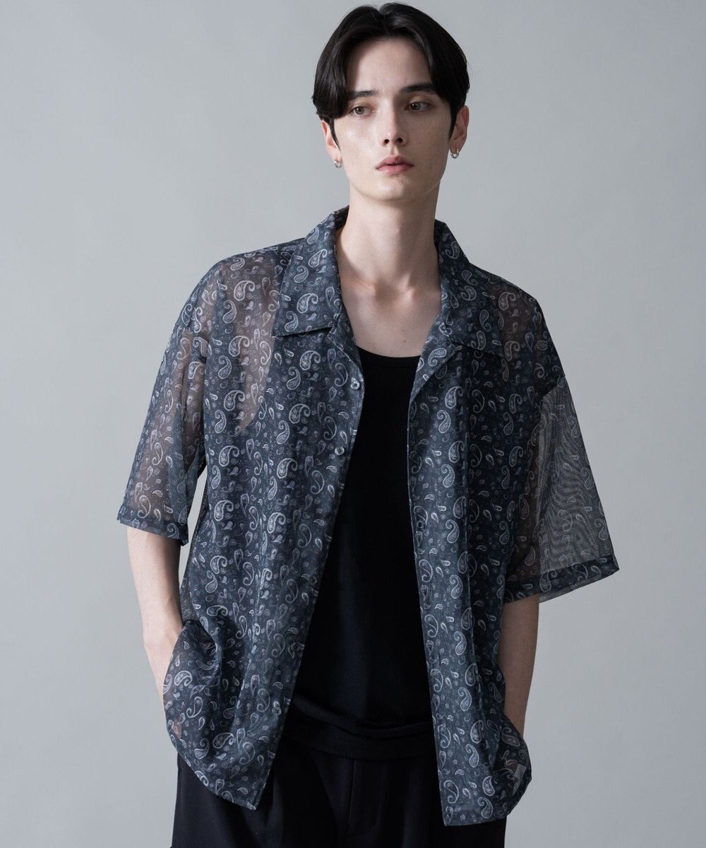 WEGO メッシュパターンオープンカラーシャツ（SS） 