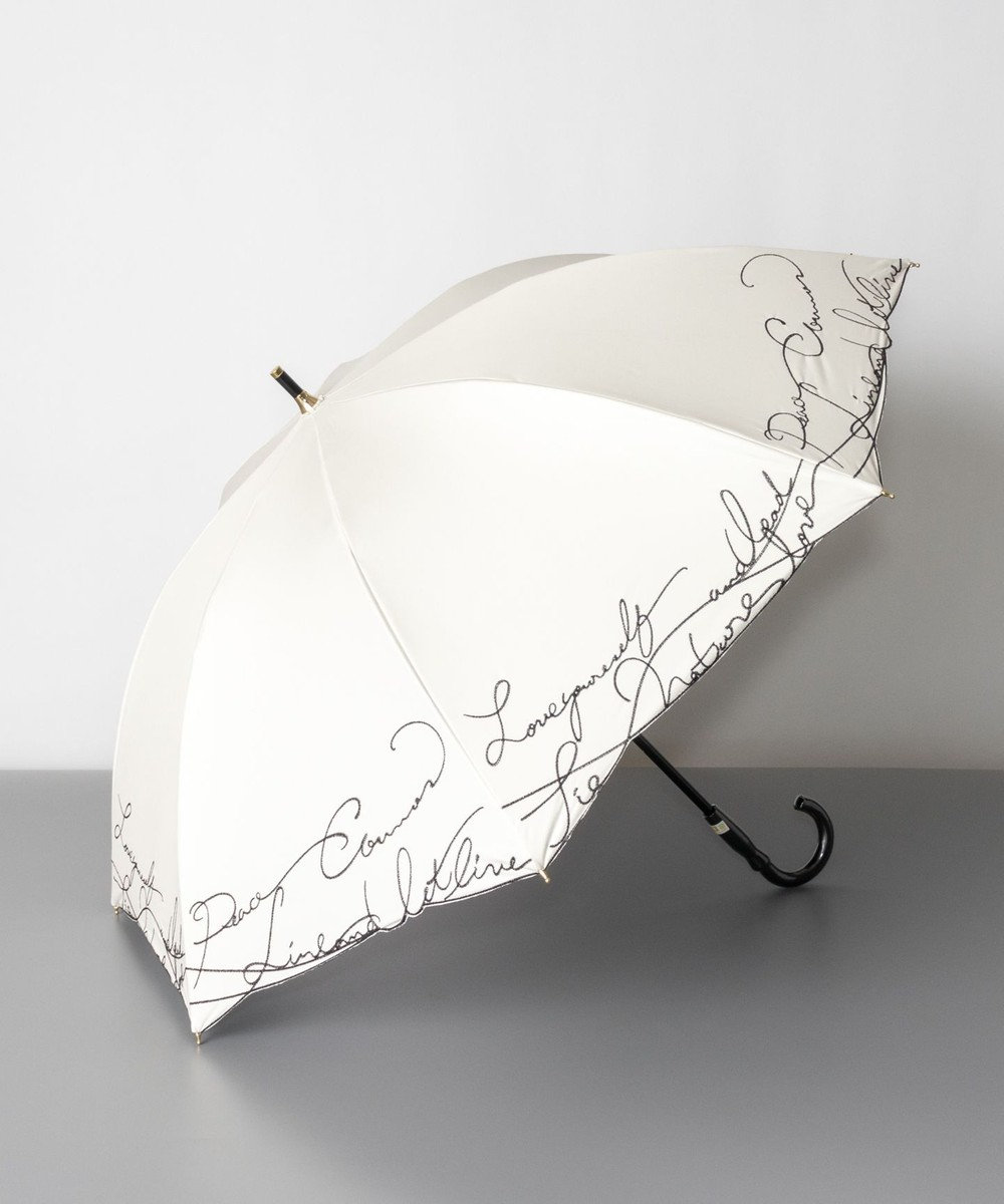 AURORA Beaurance ビューランス カリグラフィー刺しゅう柄 晴雨兼用パラソル傘 (1段スライドショート傘) 日傘 クリーム
