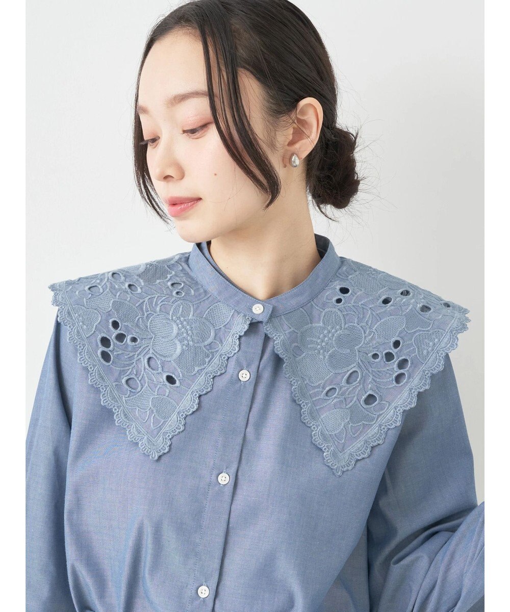 earth music&ecology ２ｗａｙ刺繍衿ブラウス 