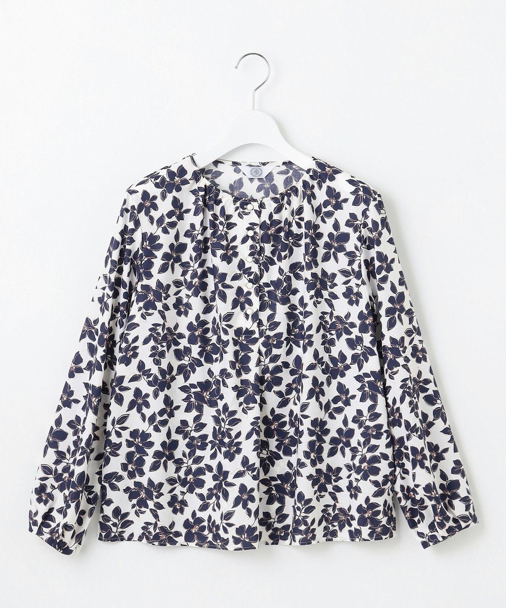 J.PRESS LADIES 【洗える】スパンフラワープリント  ボートネック ブラウス 