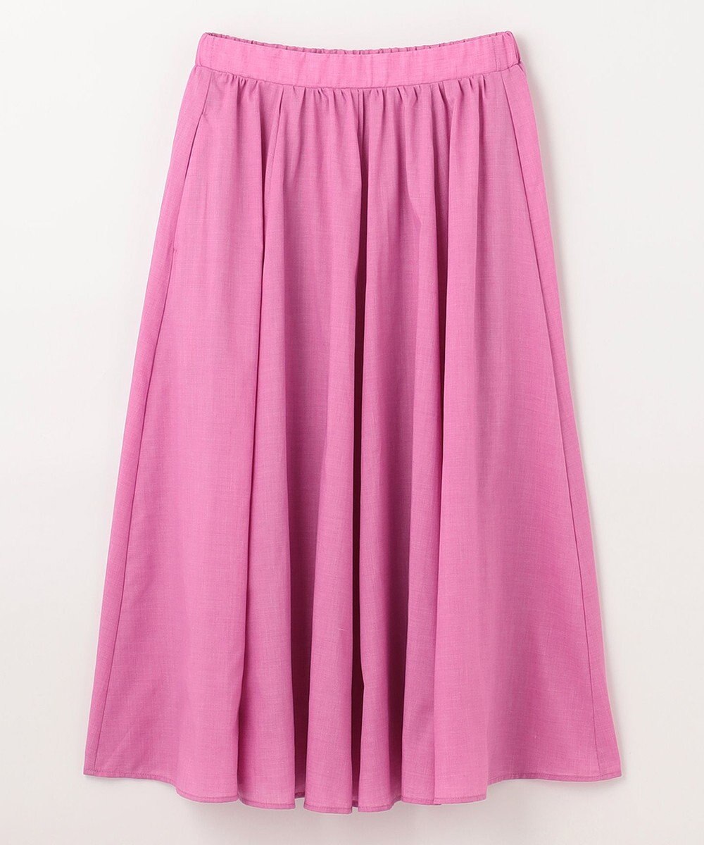 ANY 【ウエストゴム/ポケット付】シャンブレーライク フレアスカート 