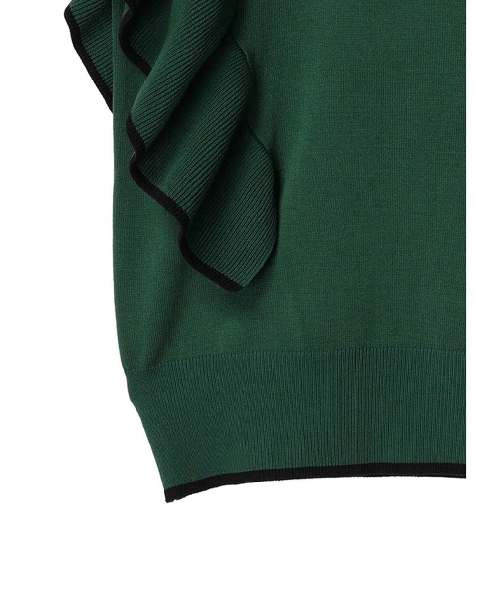 Green Parks 配色フリルニットプルオーバー 