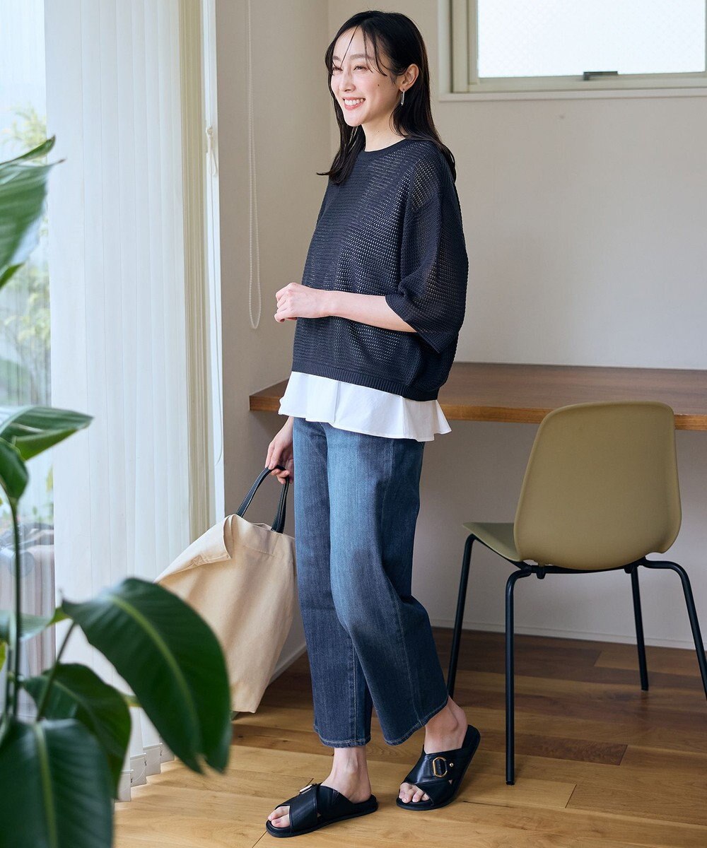 ANY 【洗濯機可/アンチピリング】アイレットメッシュニット 