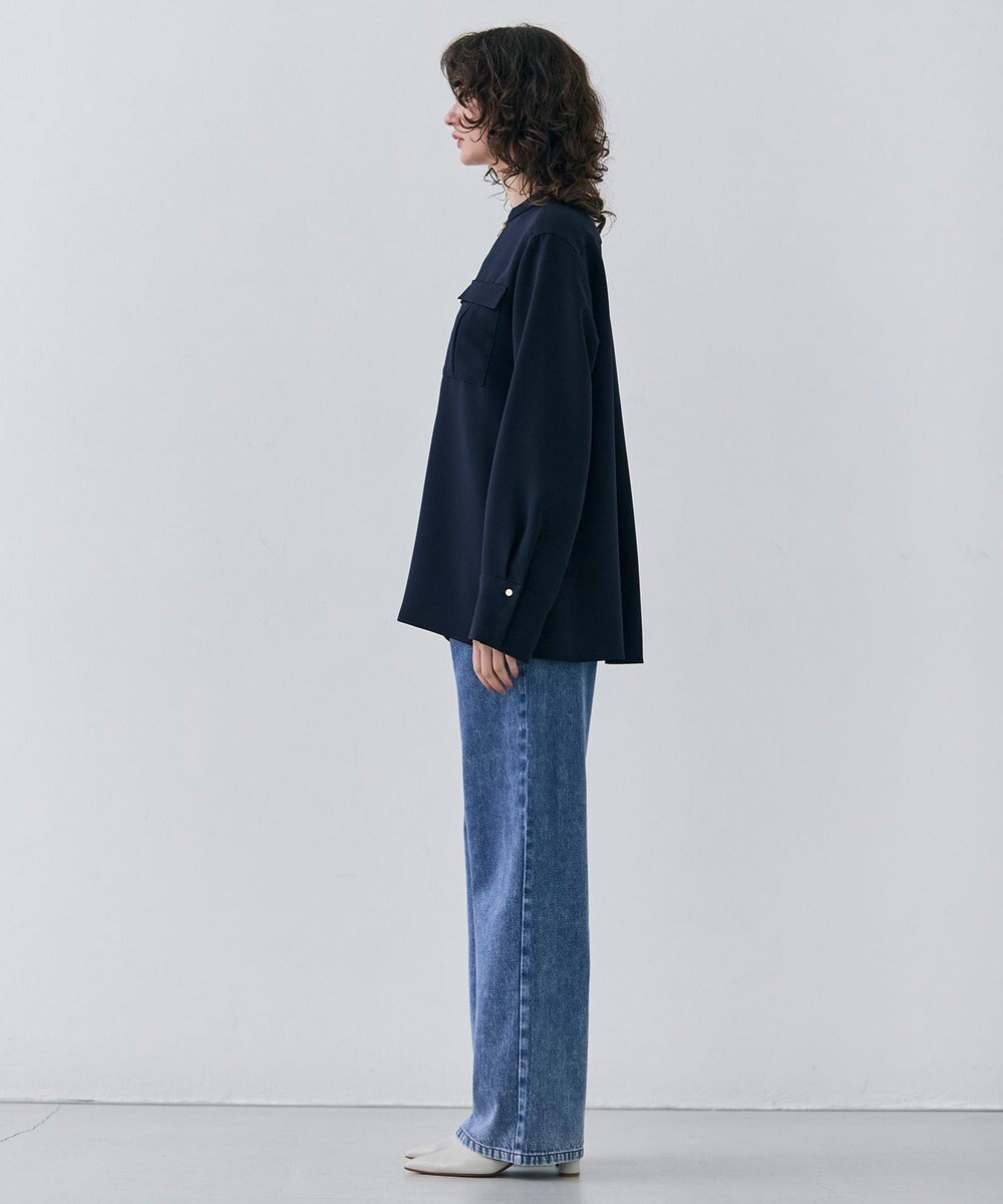 BEIGE， 【洗える】JASMINE / スタンドカラージップブラウス 