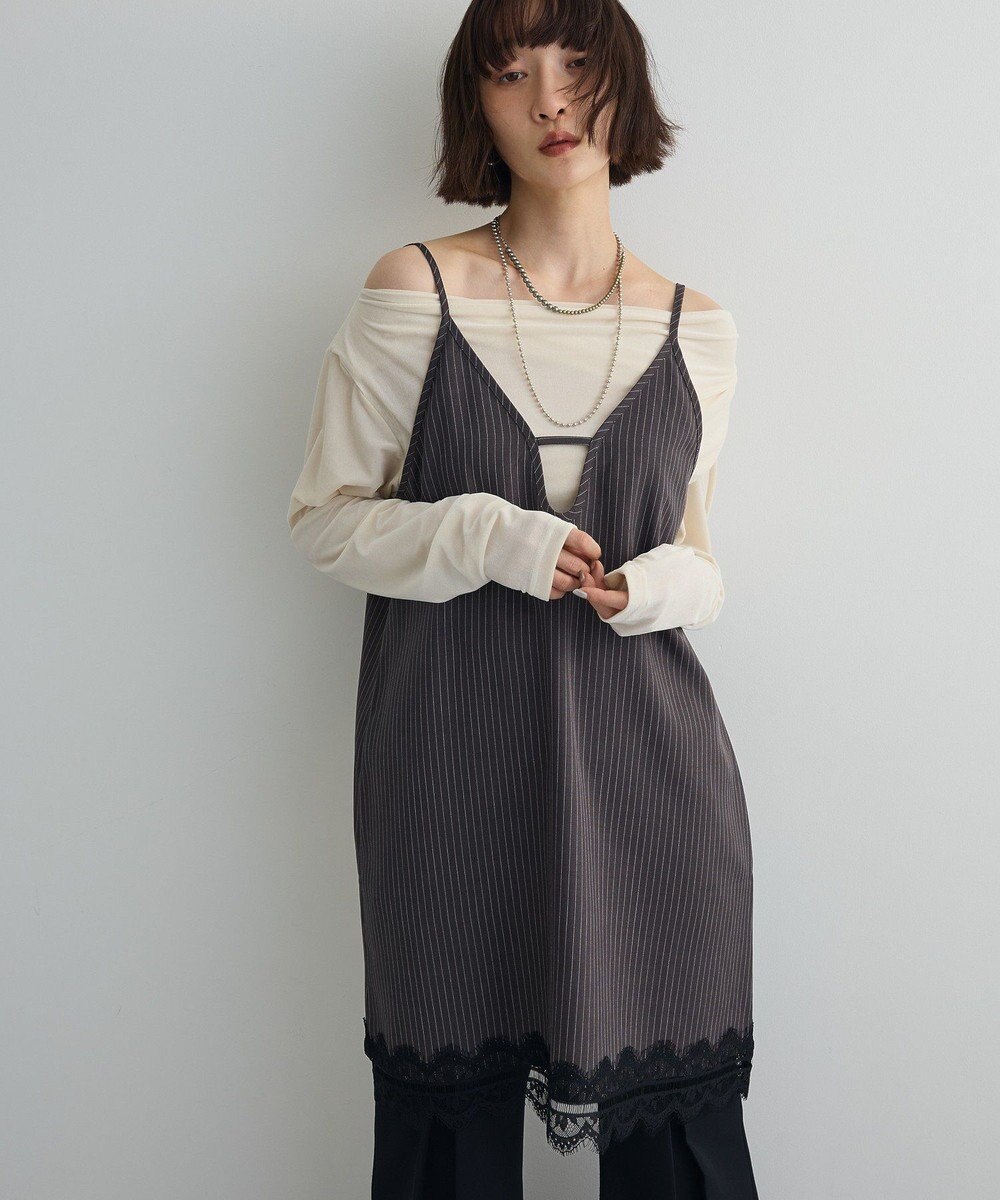 Green Parks ２ＷＡＹレース×ピンストライプキャミソールワンピース 