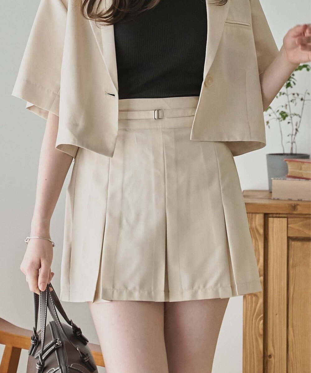 WEGO 【SETUP可】リネンライクプリーツミニスカパン 