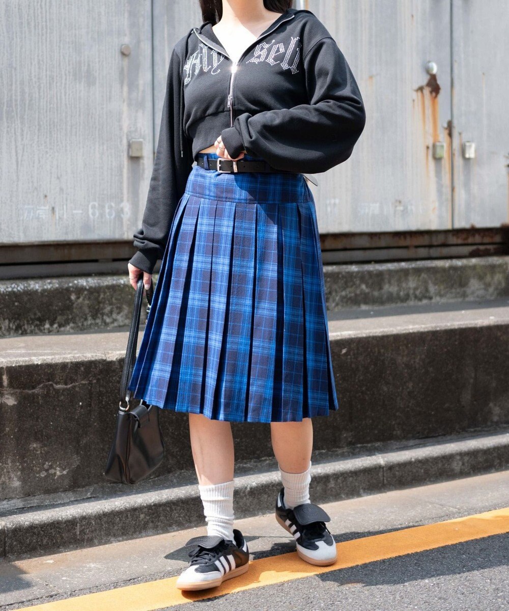 WEGO ベルト付プリーツミドルスカート 