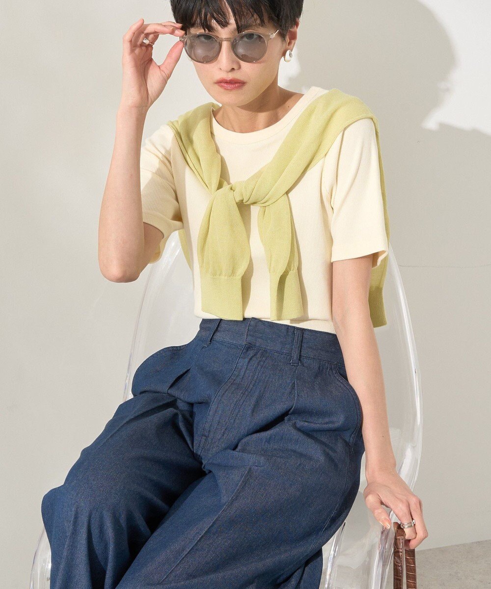 AMERICAN HOLIC リブ　５分袖トップス 