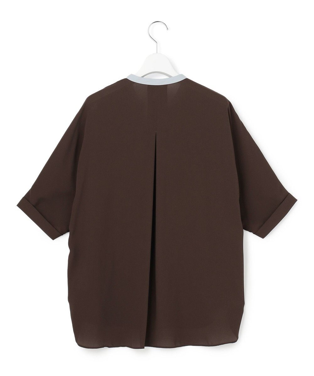ICB 【新色追加・WEB限定カラーあり】BackSatinAmunzen 5分袖キーネックブラウス 