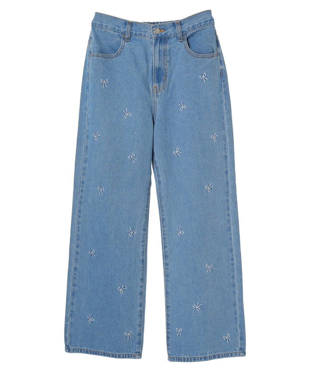 Green Parks ・Ｄｏｕｂｌｅ　Ｆｌａｇｓ　リボン刺繍ストレートデニム 