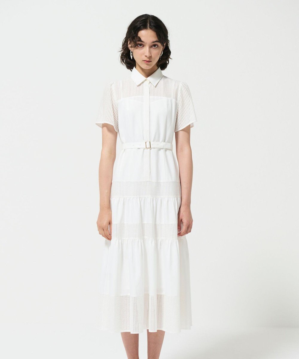 GRACE CONTINENTAL メッシュコンビシャツワンピース 
