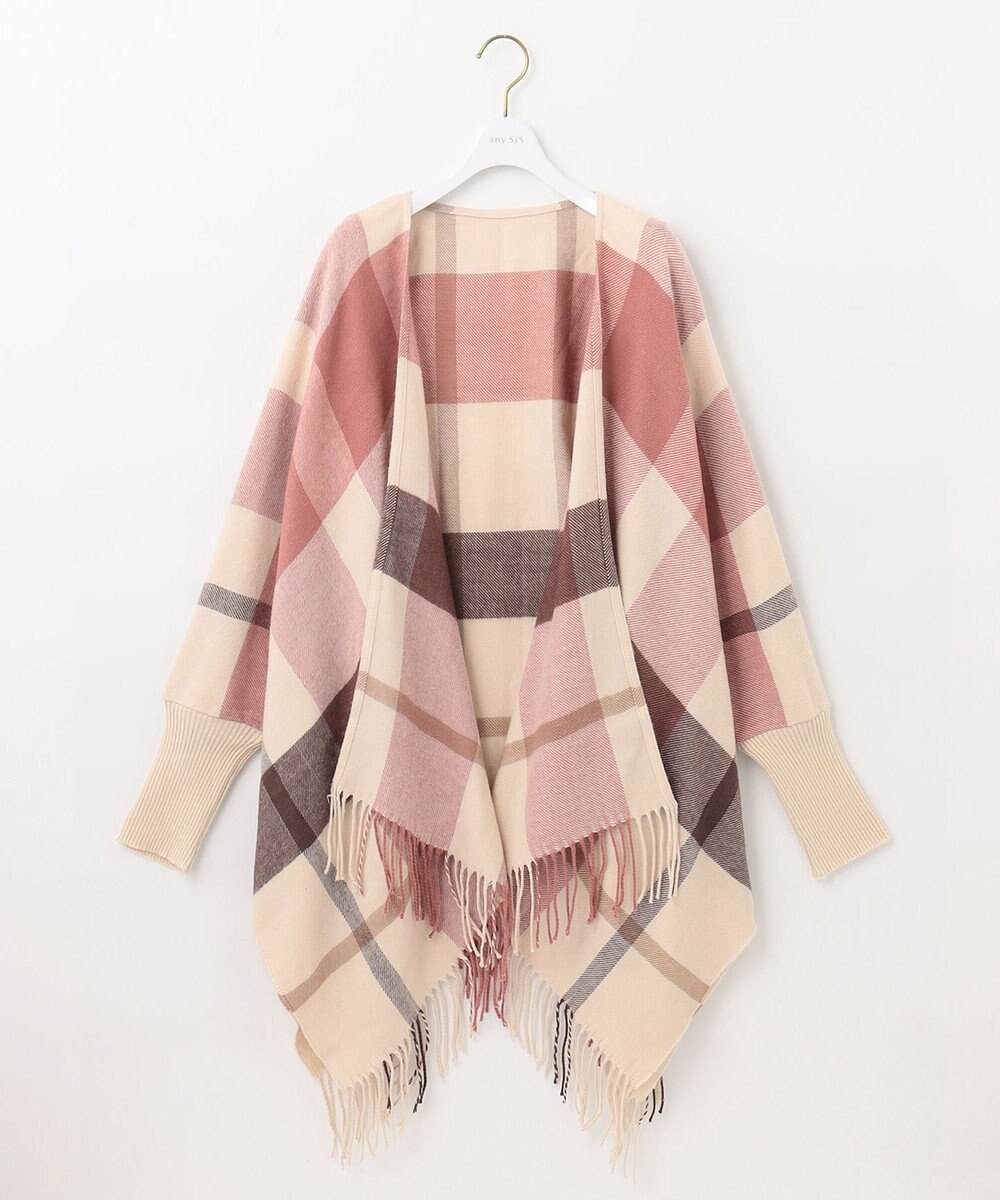 ANY SIS ノーブルチェック ポンチョ ストール 