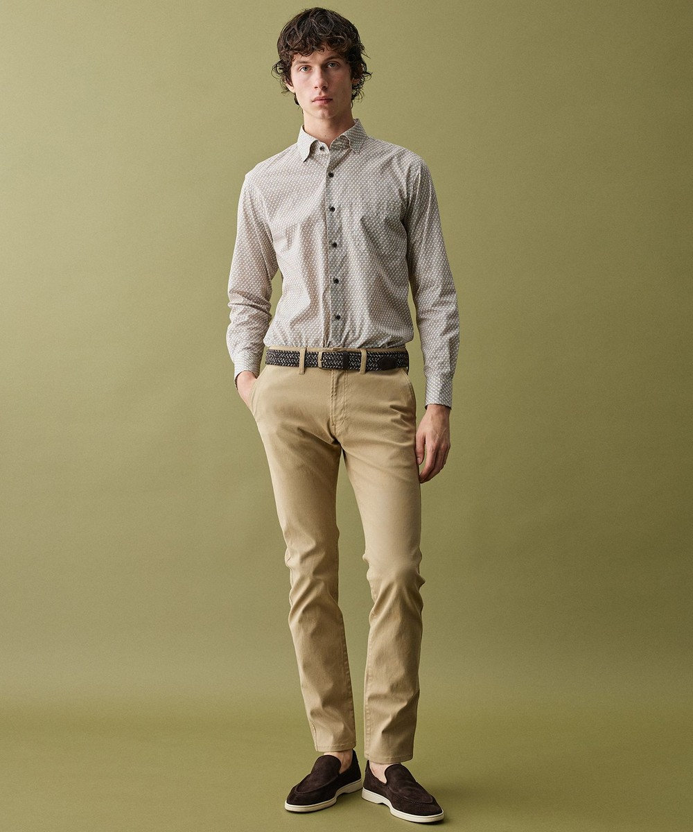 JOSEPH ABBOUD 【キングサイズ・オーガニックコットン・日本素材】ジオメトリックパターンプリントシャツ　26SSモデル 