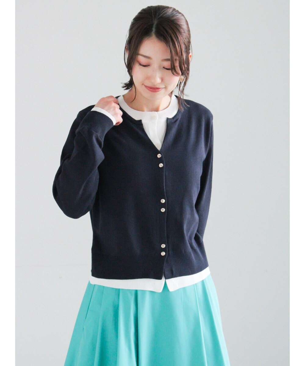 Te chichi 配色レイヤードカーディガン 
