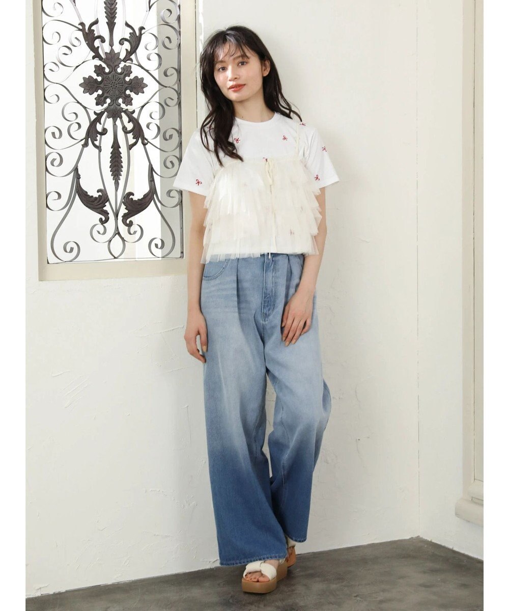 Green Parks ・Ｄｏｕｂｌｅ　Ｆｌａｇｓ　リボン刺繍ＴＥＥ 