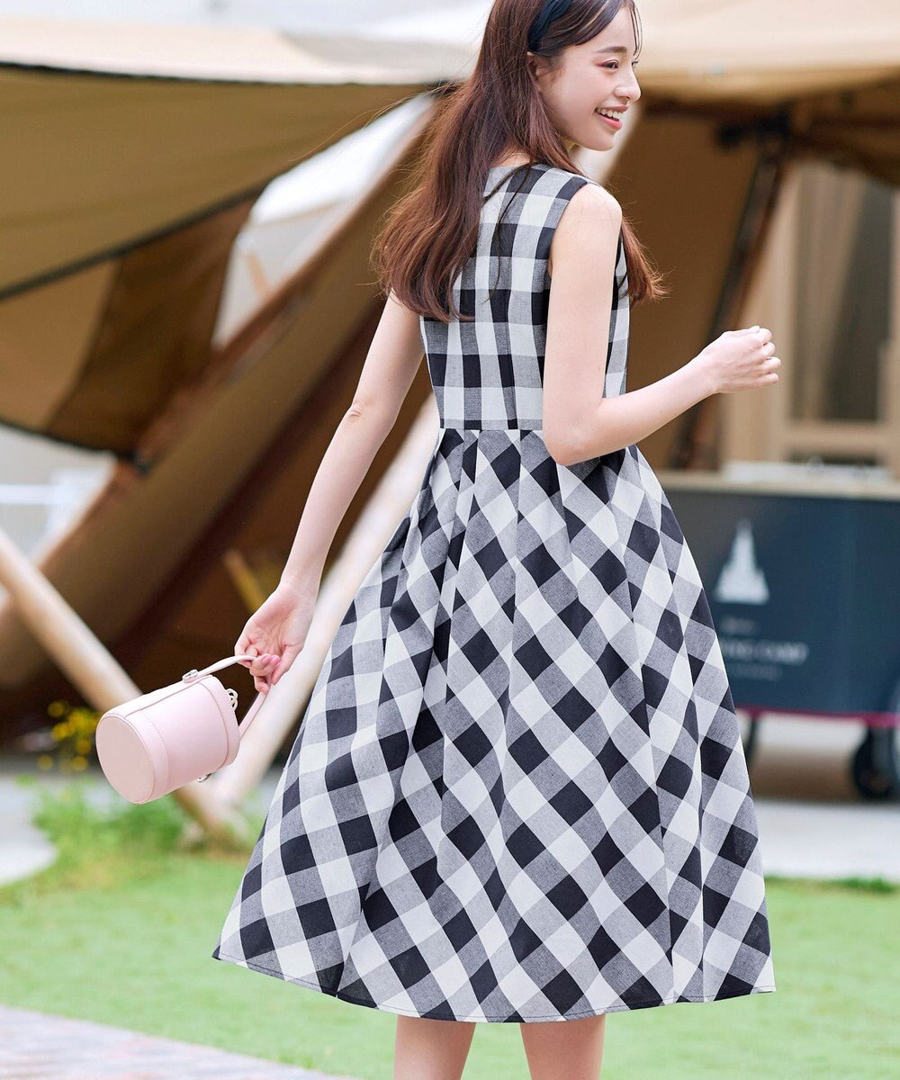 Tiaclasse 【袖が選べる・洗える】大柄ギンガムチェックワンピース 