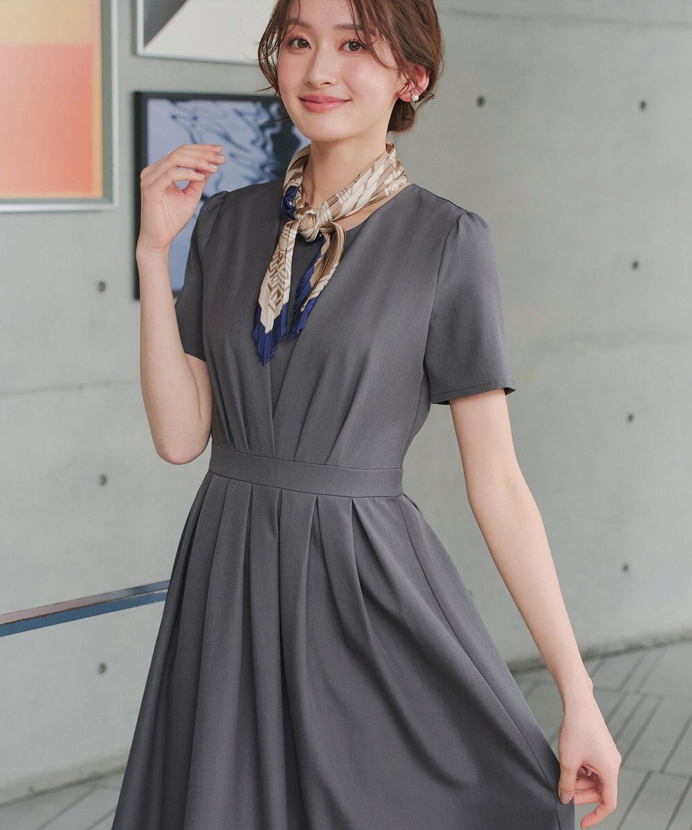 Tiaclasse 【おのののかさん着用】半袖&長袖選べる袖丈・タックフレアワンピース 