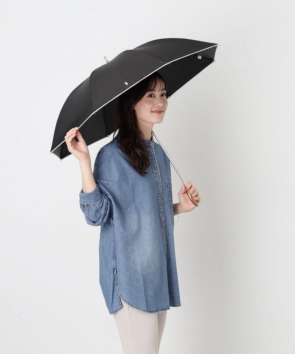 MOONBAT 【WEB限定/遮光率100%/遮熱/UV】POLO RALPH LAUREN（ポロ ラルフローレン）晴雨兼用日傘 無地 オーバーロック刺繍 長傘 