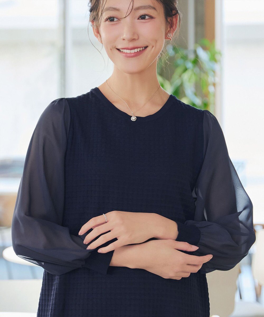 Tiaclasse シアーチェック柄ニットチュニック 