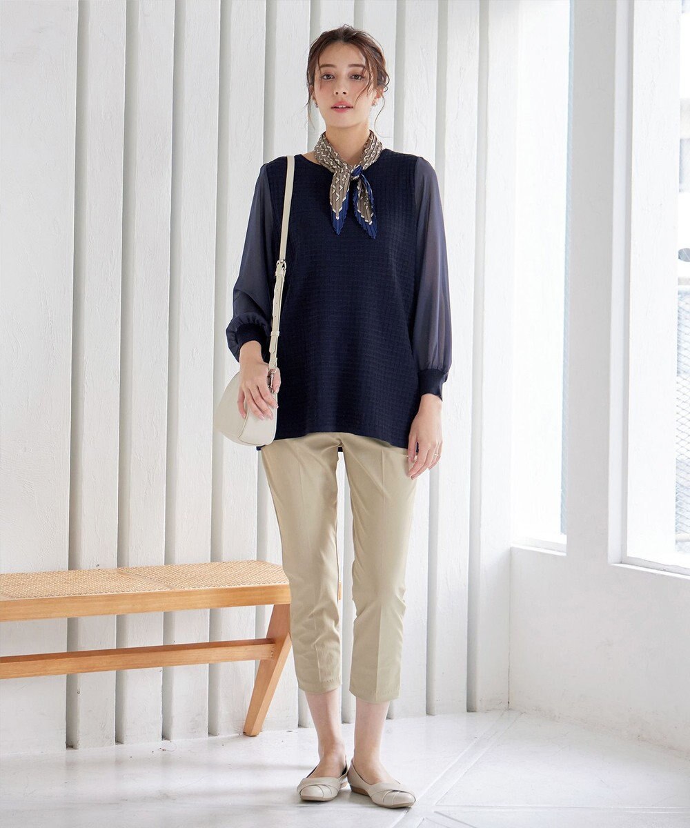 Tiaclasse シアーチェック柄ニットチュニック 