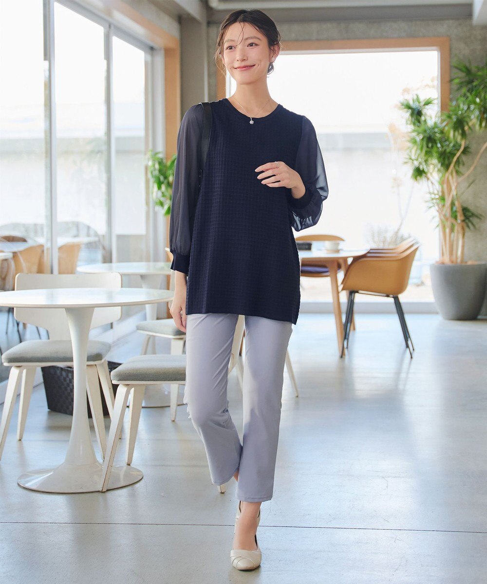 Tiaclasse シアーチェック柄ニットチュニック 