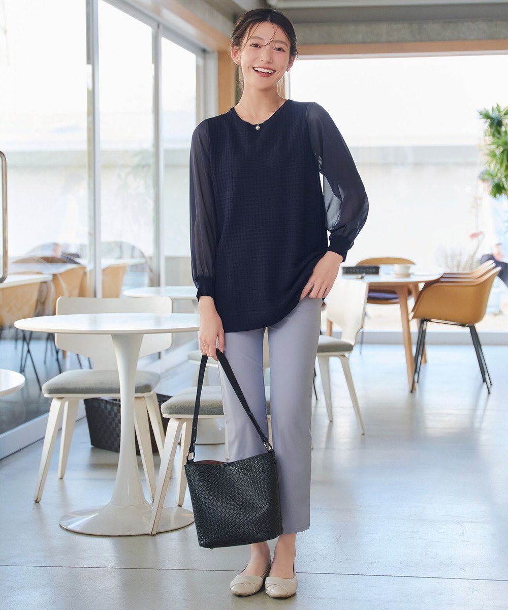 Tiaclasse シアーチェック柄ニットチュニック 