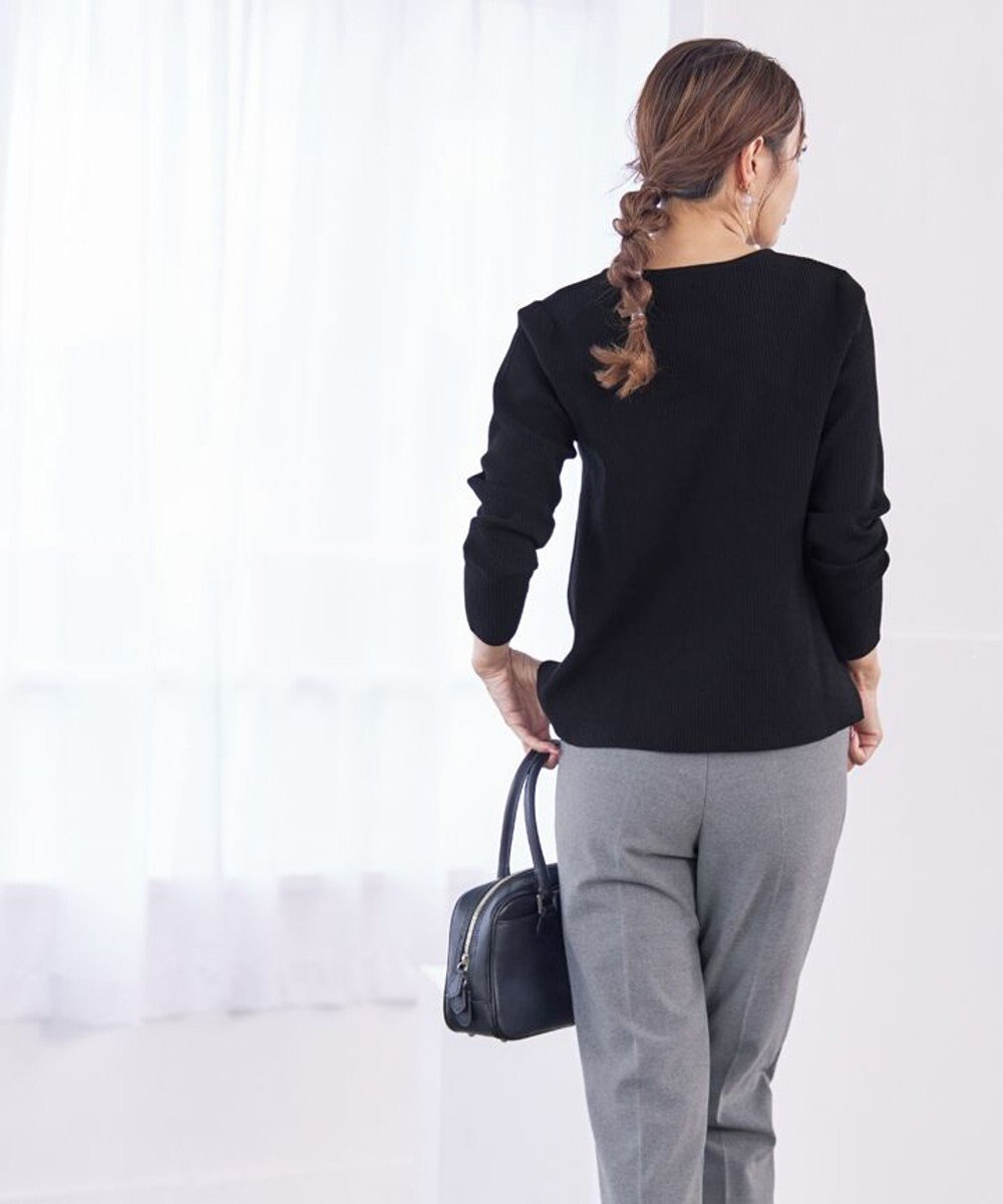 Tiaclasse 【洗える】刺繍リブニットトップス 