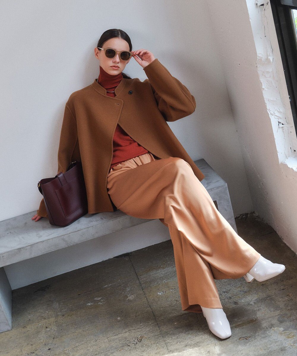 BEIGE， 【andGIRL 秋号掲載】LEMOORE / ウールリバースタンドカラーショートコート 