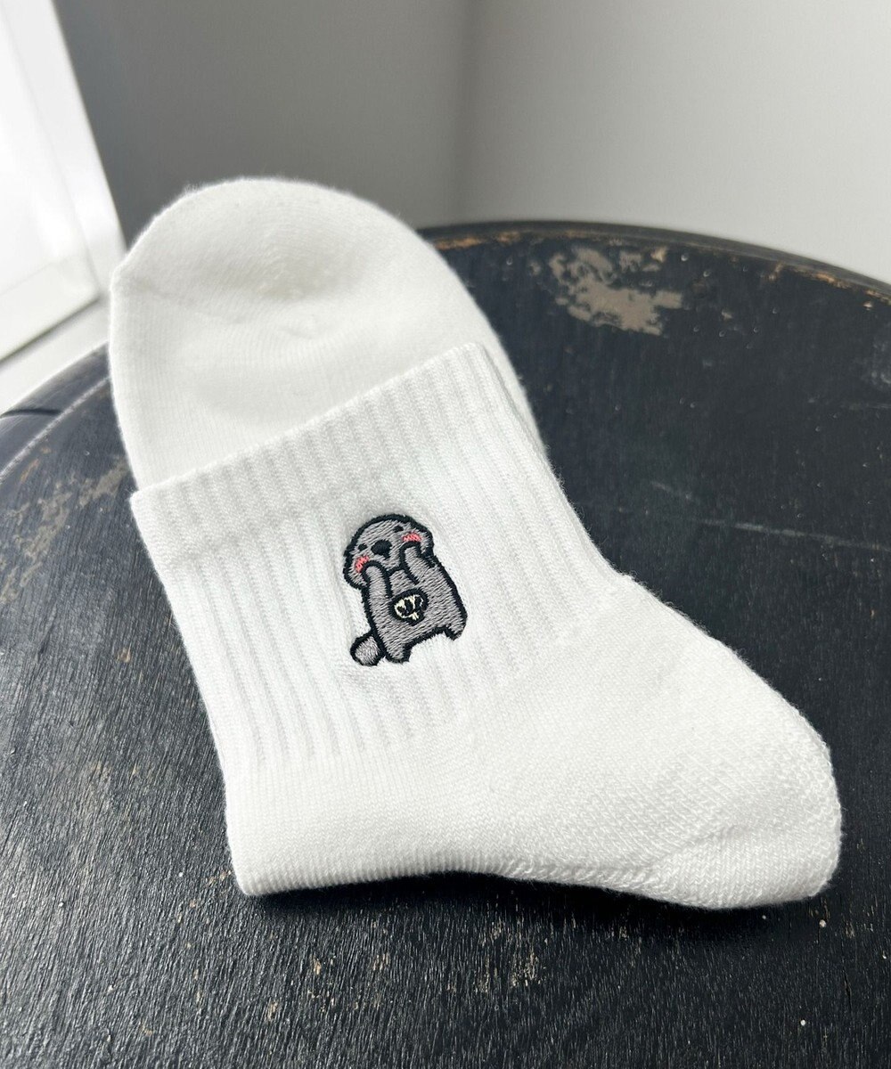 WEGO アニマル刺繍アンクル底パイルソックス 