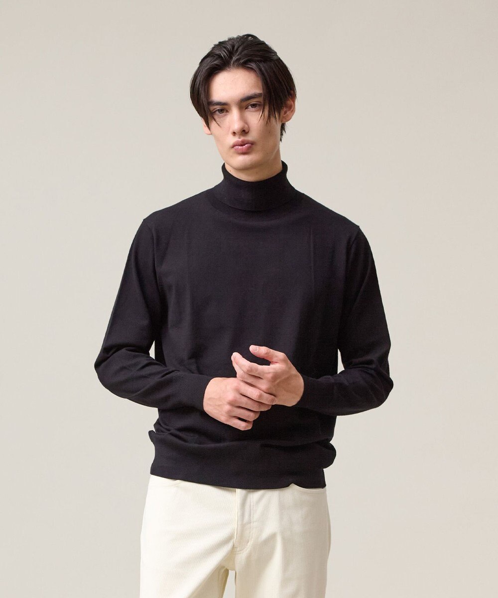 J.PRESS MEN 品よく暖かで首元からスマートに【ストレッチ / イージーケア】【FLEX YARN】タートルネック ニット 