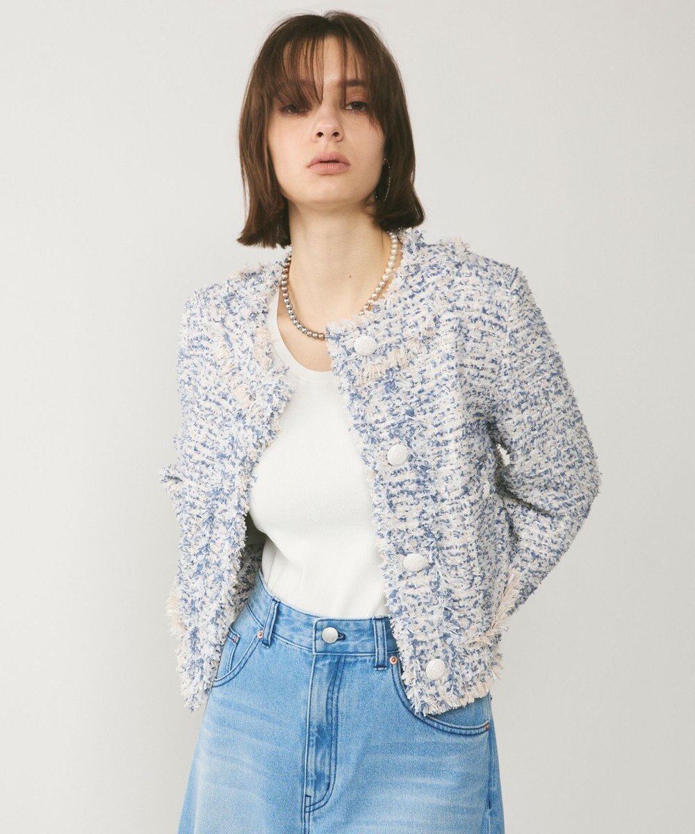 GRACE CONTINENTAL フリンジツイードジャケット 