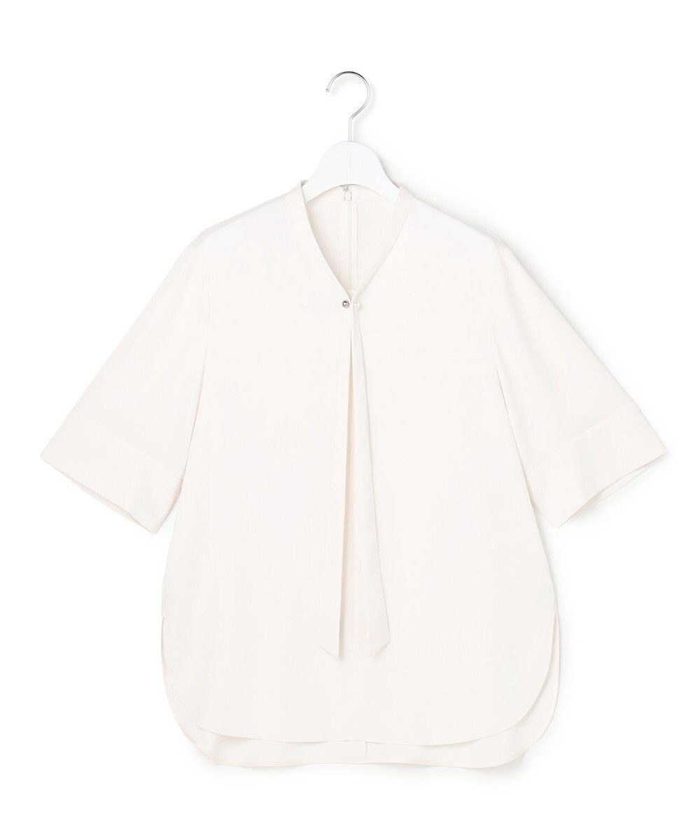 ICB 【先行予約】ストレッチシルキーツイル タイブラウス 