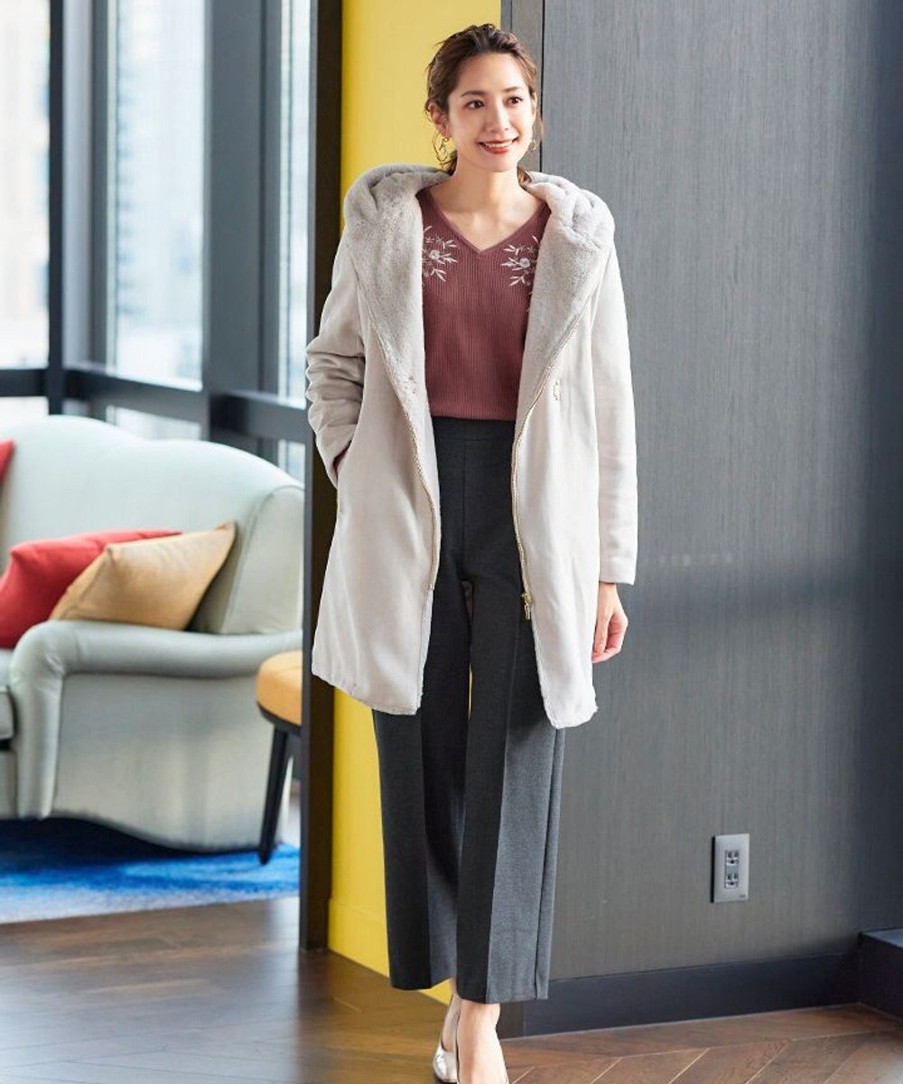 Tiaclasse 【洗える】刺繍リブニットトップス 