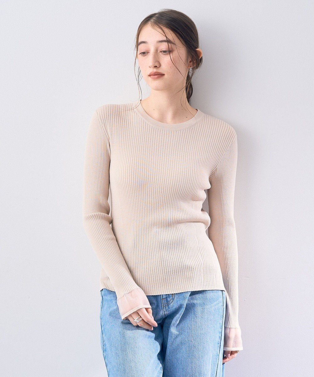 YECCA VECCA 袖口シアーリブニット 