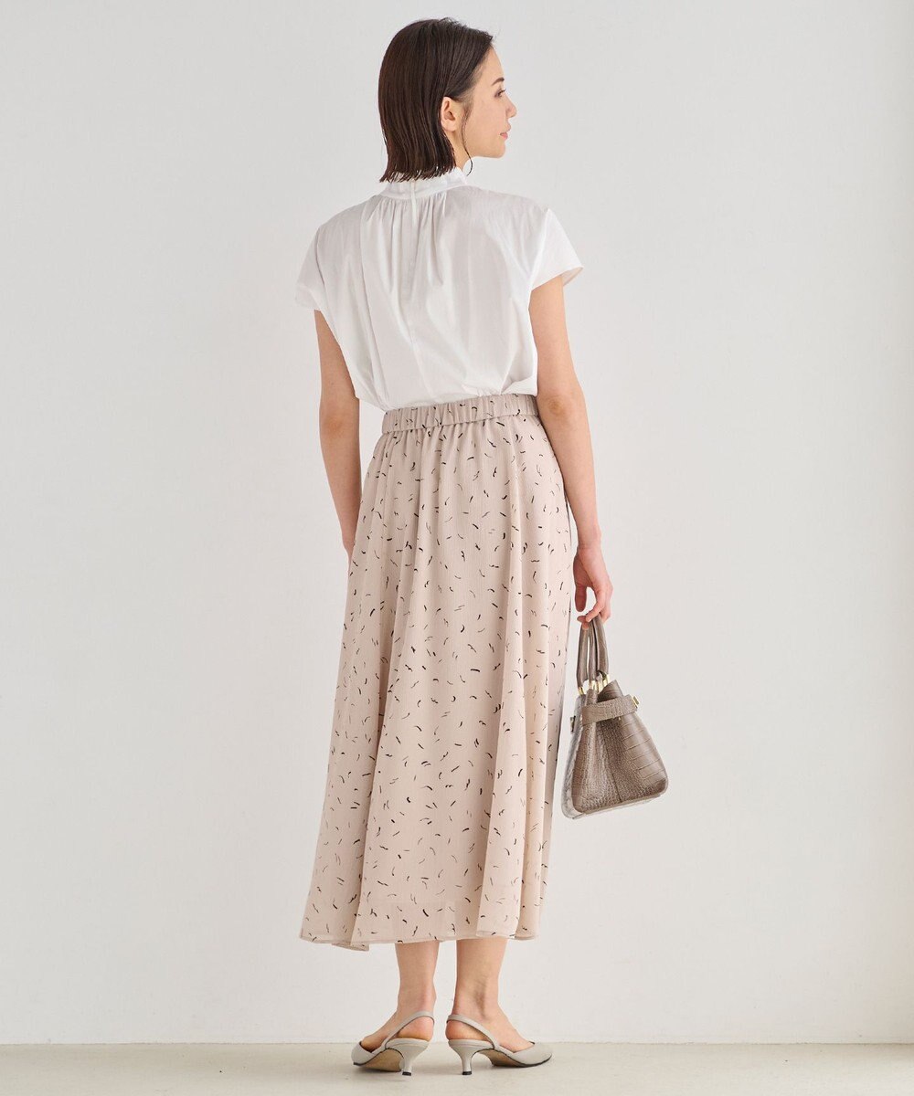 自由区 【XSサイズ～/洗える】ドローイングタッチプリント ギャザースカート 