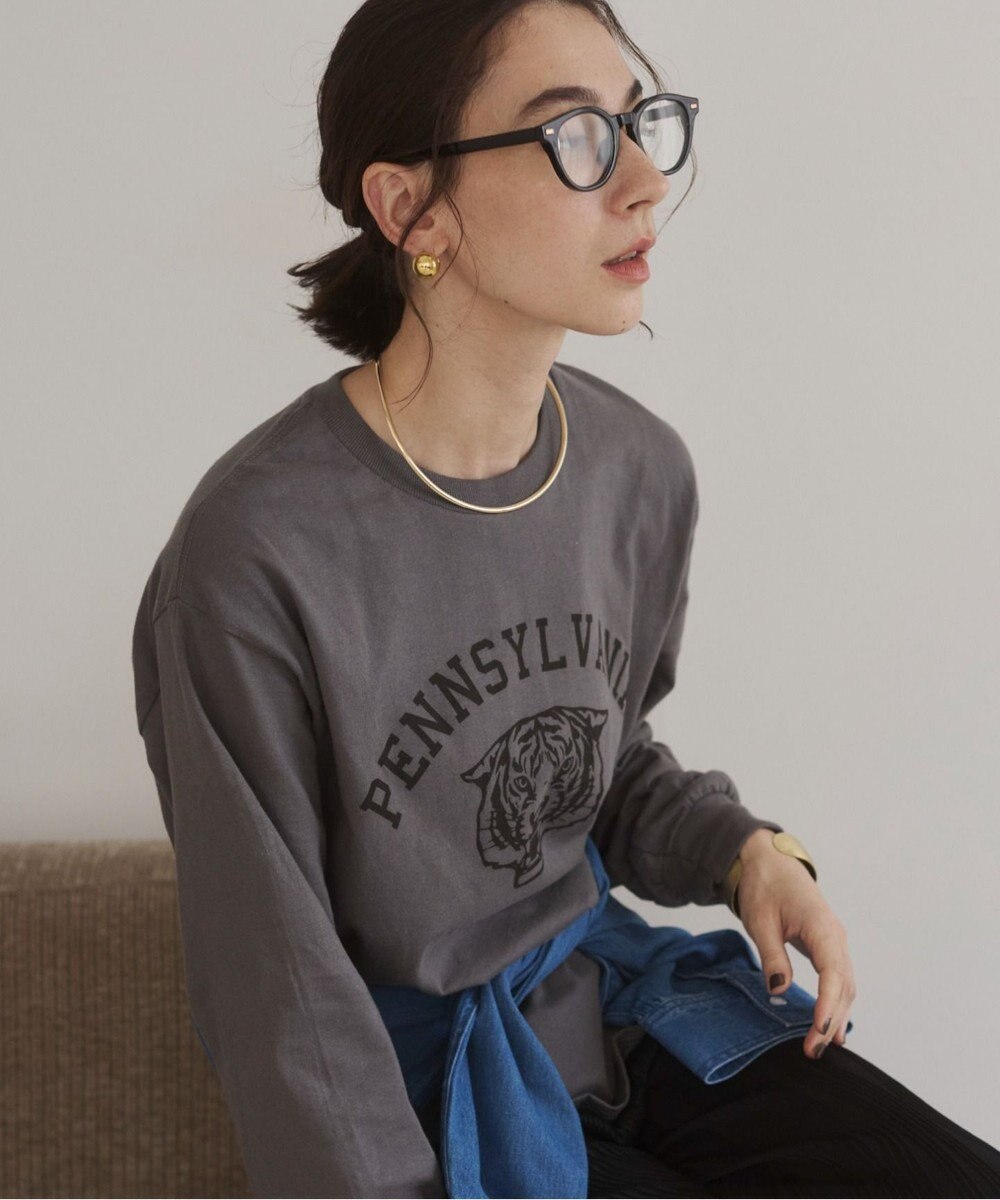 WEGO 【ANGIE VINTAGE】GILDAN カレッジロゴ オーバーサイズ プリント ロンT 