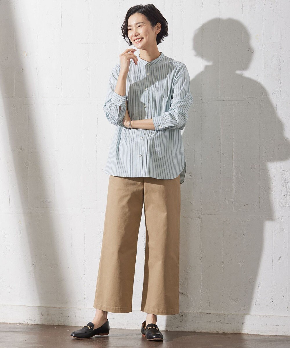 J.PRESS LADIES 【洗える】20チノストレッチ ワイドパンツ 