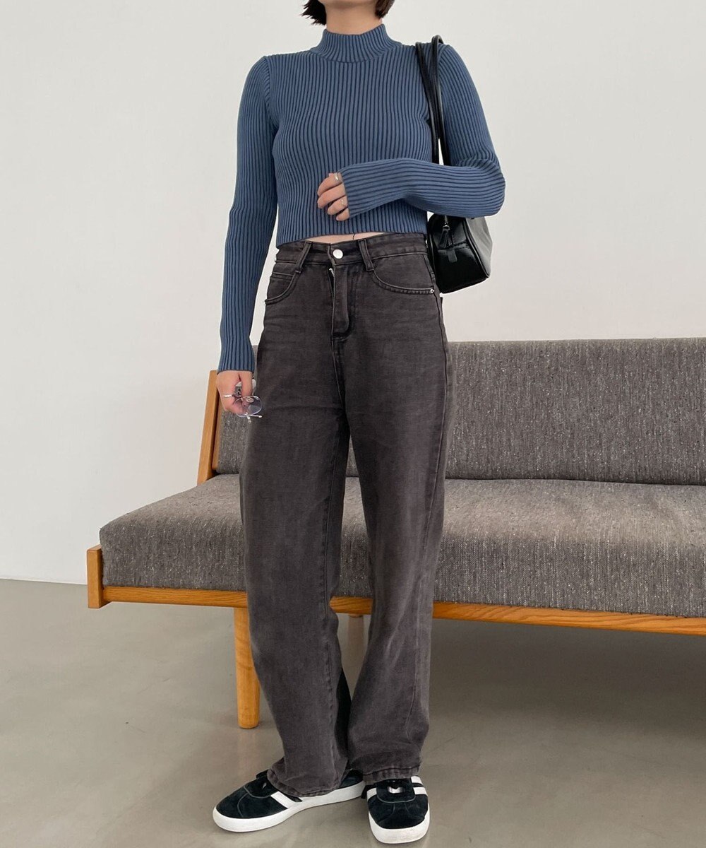 WEGO リブハイネックショートニット 