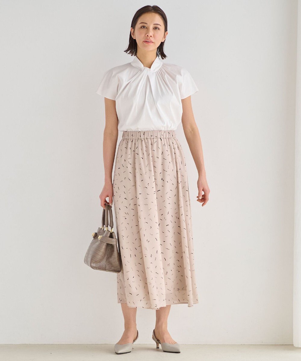 自由区 【XSサイズ～/洗える】ドローイングタッチプリント ギャザースカート 