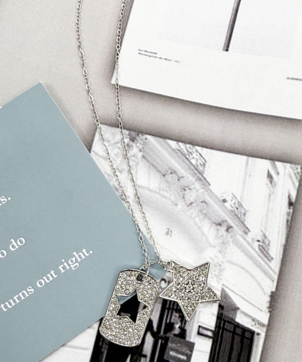 WEGO Lラインストーンダイカットネックレス 