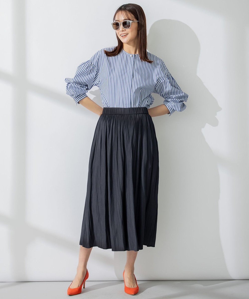 組曲 【洗える】C/Nyブロードノーカラー シャツ 