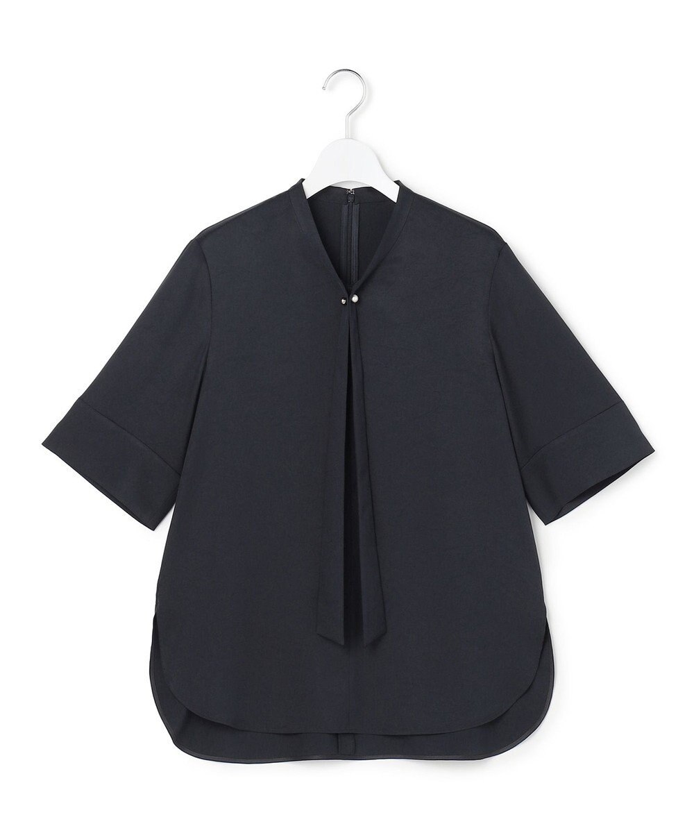 ICB 【先行予約】ストレッチシルキーツイル タイブラウス 