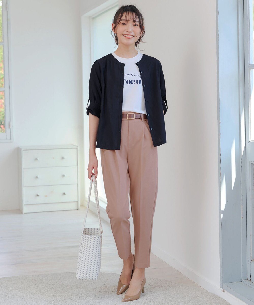 Tiaclasse L 【洗える】ノーカラーシアーシャツ 