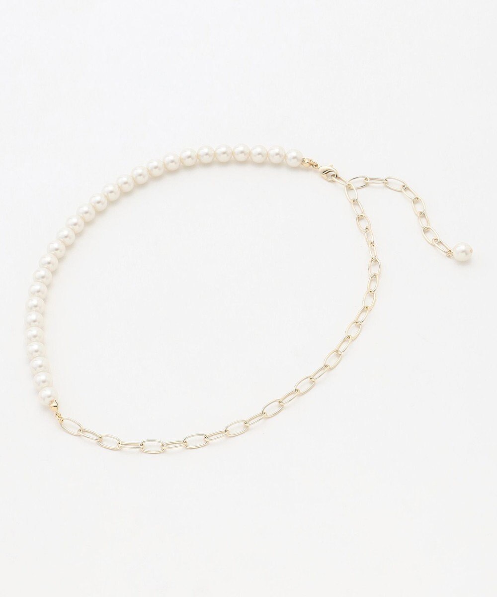 ANY パール×チェーンラリエットネックレス 