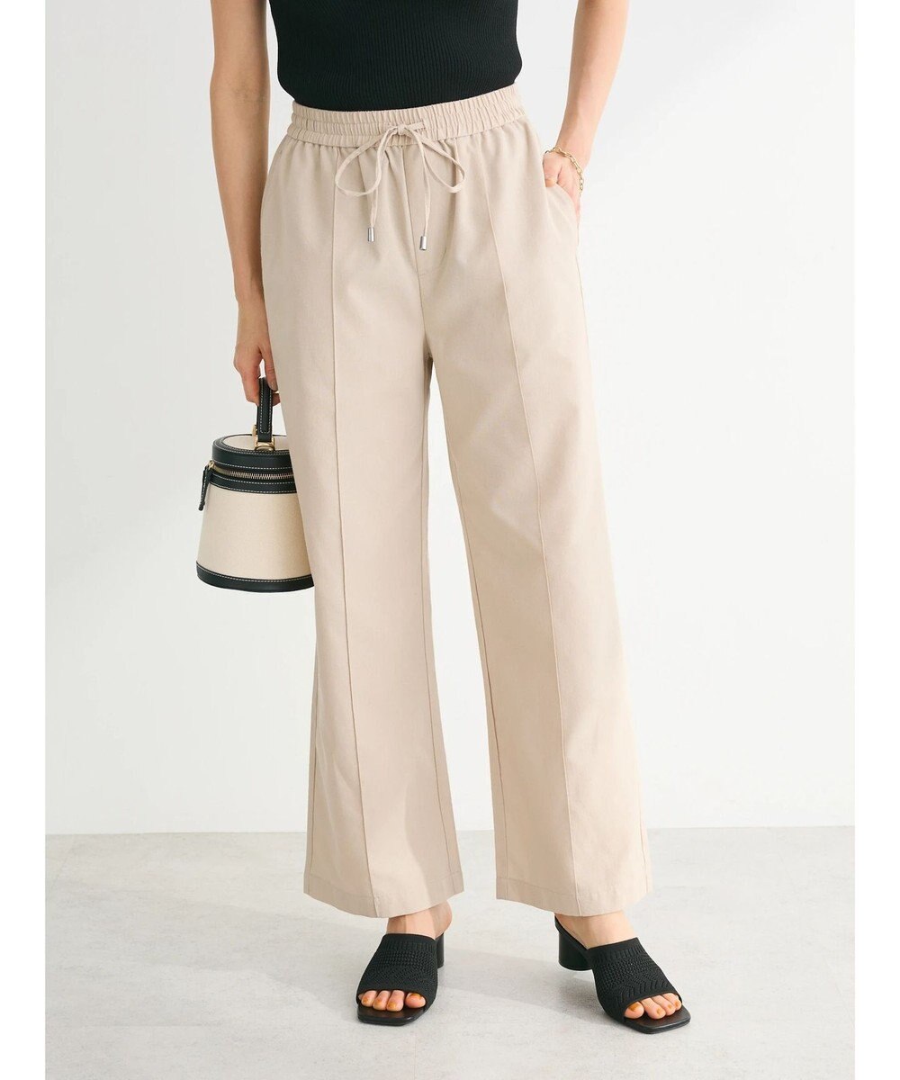 Green Parks 綿麻混イージーワイドパンツ 