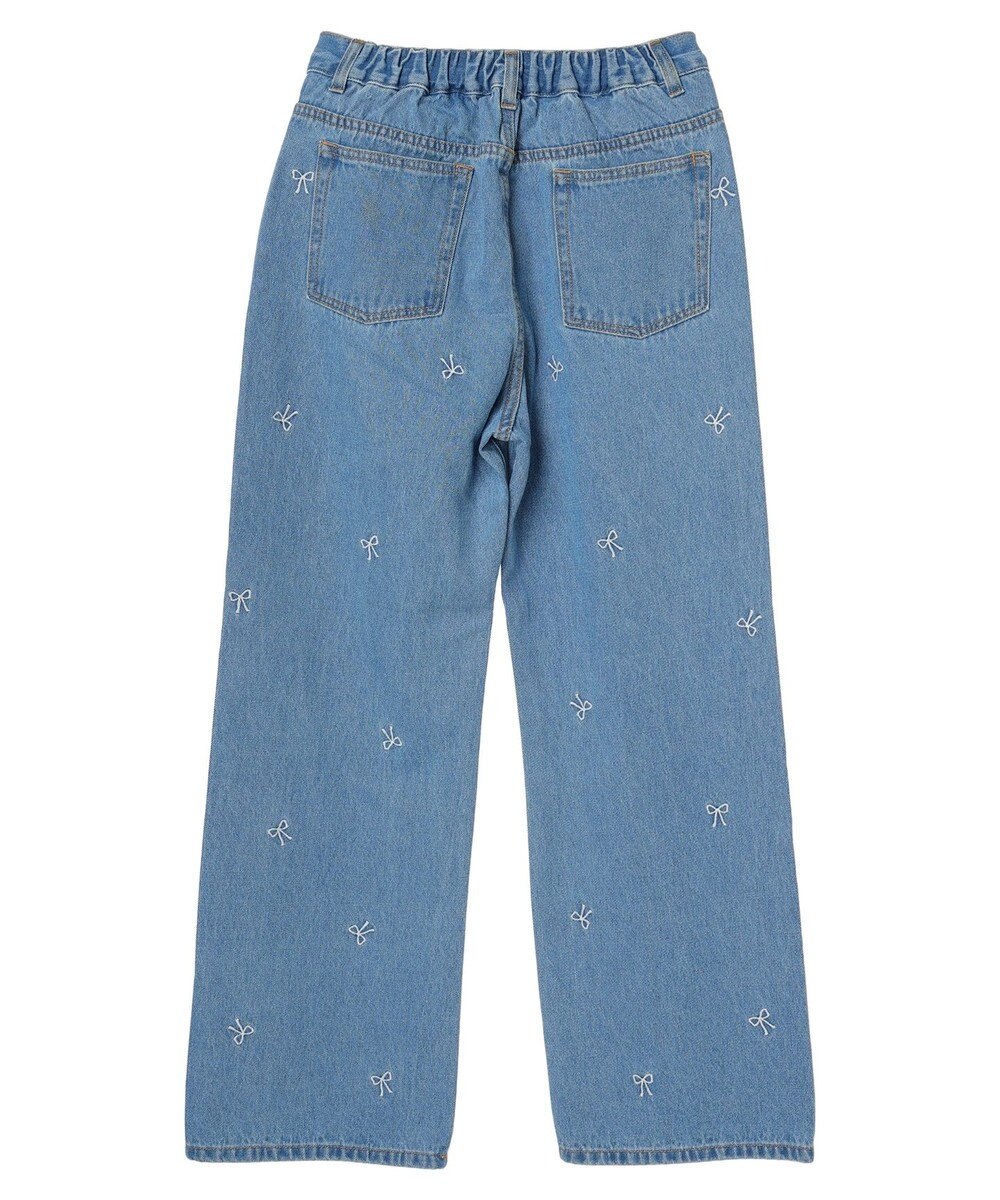 Green Parks ・Ｄｏｕｂｌｅ　Ｆｌａｇｓ　リボン刺繍ストレートデニム 